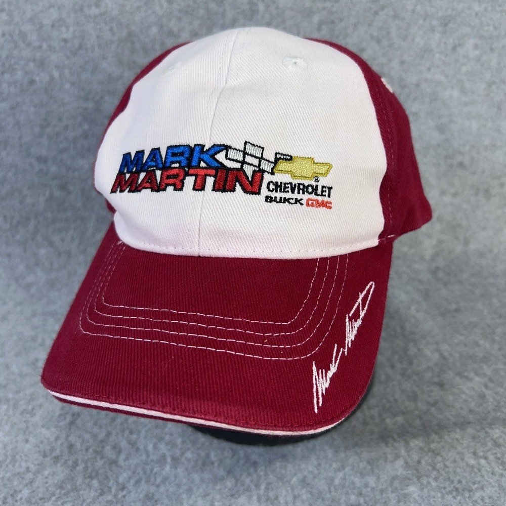 Vintage Mark Martin NASCAR Chevrolet‎ Signed Hat Cap Embroidered Ash Flat AR